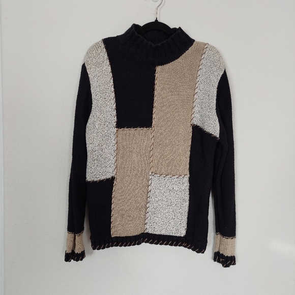Vintage Christopher & Banks Hand Embroidered PatchWork Sweater Size Large - Picture 1 of 7